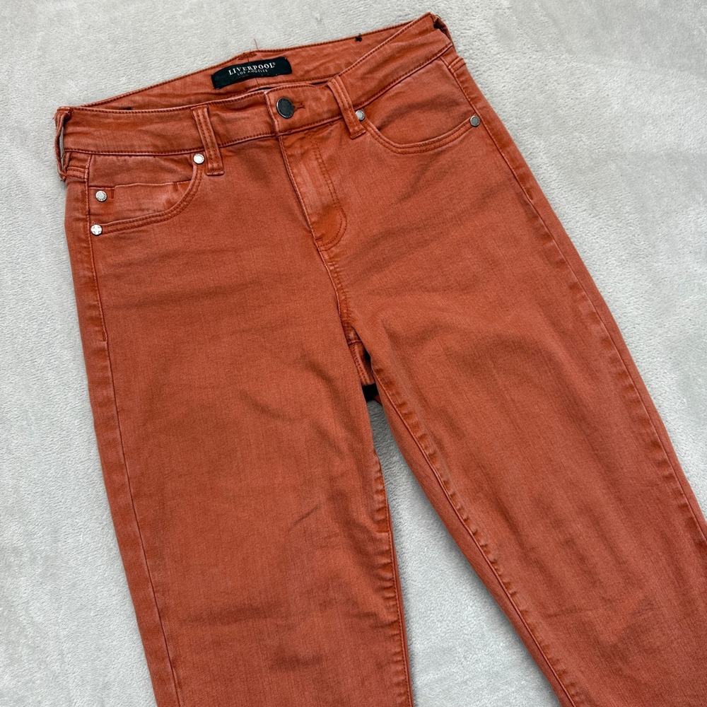 Liverpool Los Angeles Jeans Women's‎ 4/27 Cinnabar Ankle Raw Hem Straight Denim
